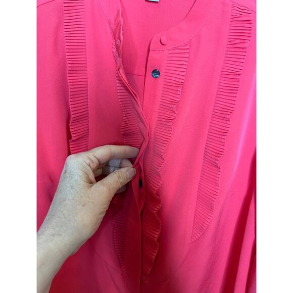 Boden Macie Blouse Pink Button Front Ruffle Size 4 - Picture 5 of 12